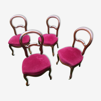 4 chaises médaillon tapissées style Louis Philippe