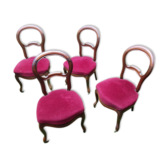4 medallion chairs upholstered Louis Philippe style