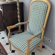 Cabriolet armchair / Louis Philippe style in perfect condition – Scottish fabric