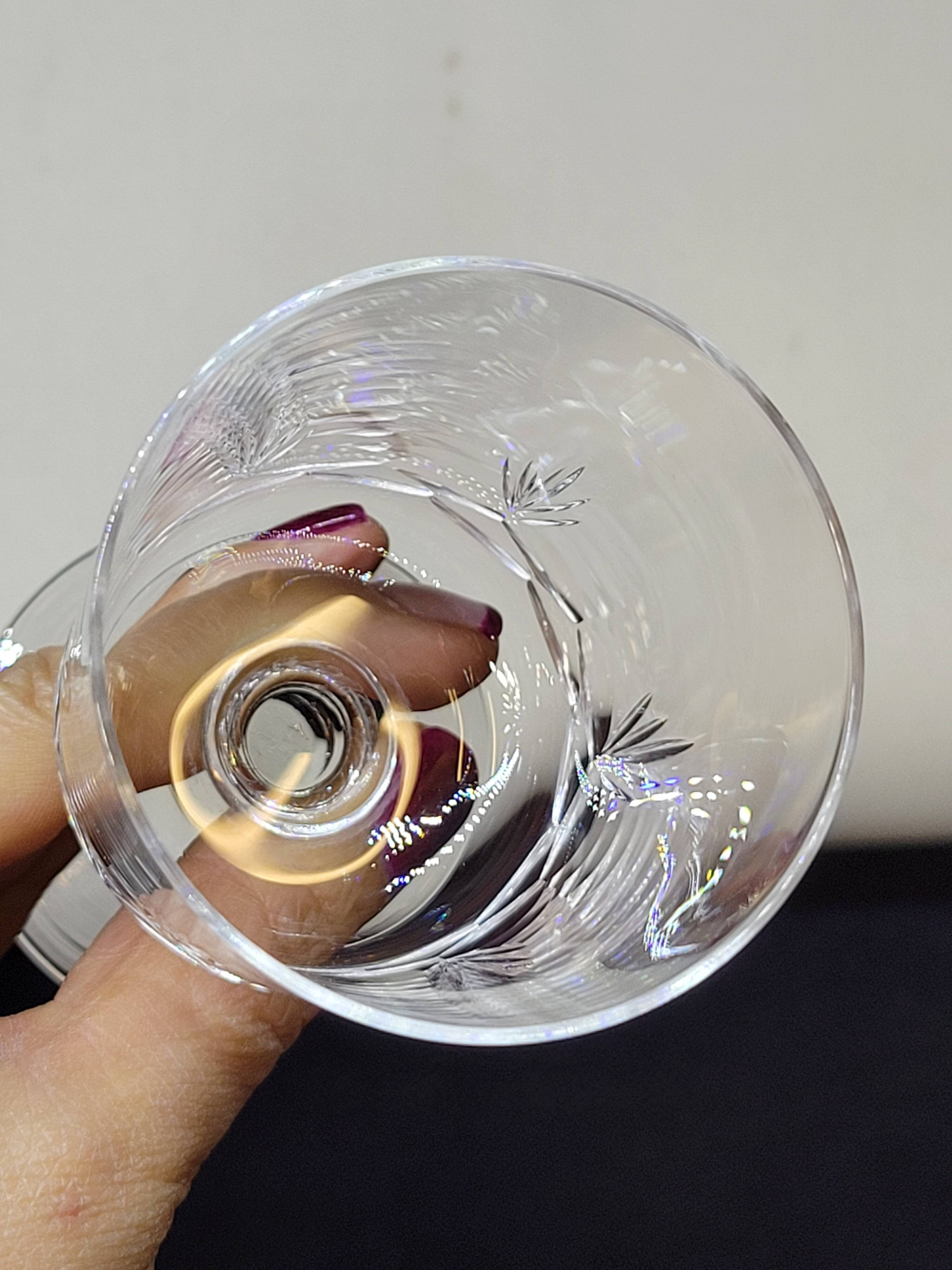 8 antique baccarat crystal wine glasses cut engraved 10742