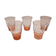 Lot de 5 verres à eau en cristal rose gravé