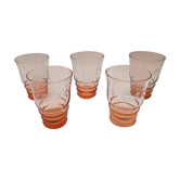 Lot de 5 verres à eau en cristal rose gravé