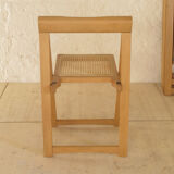 Foldable chairs in elm or ash seat cannage 1970