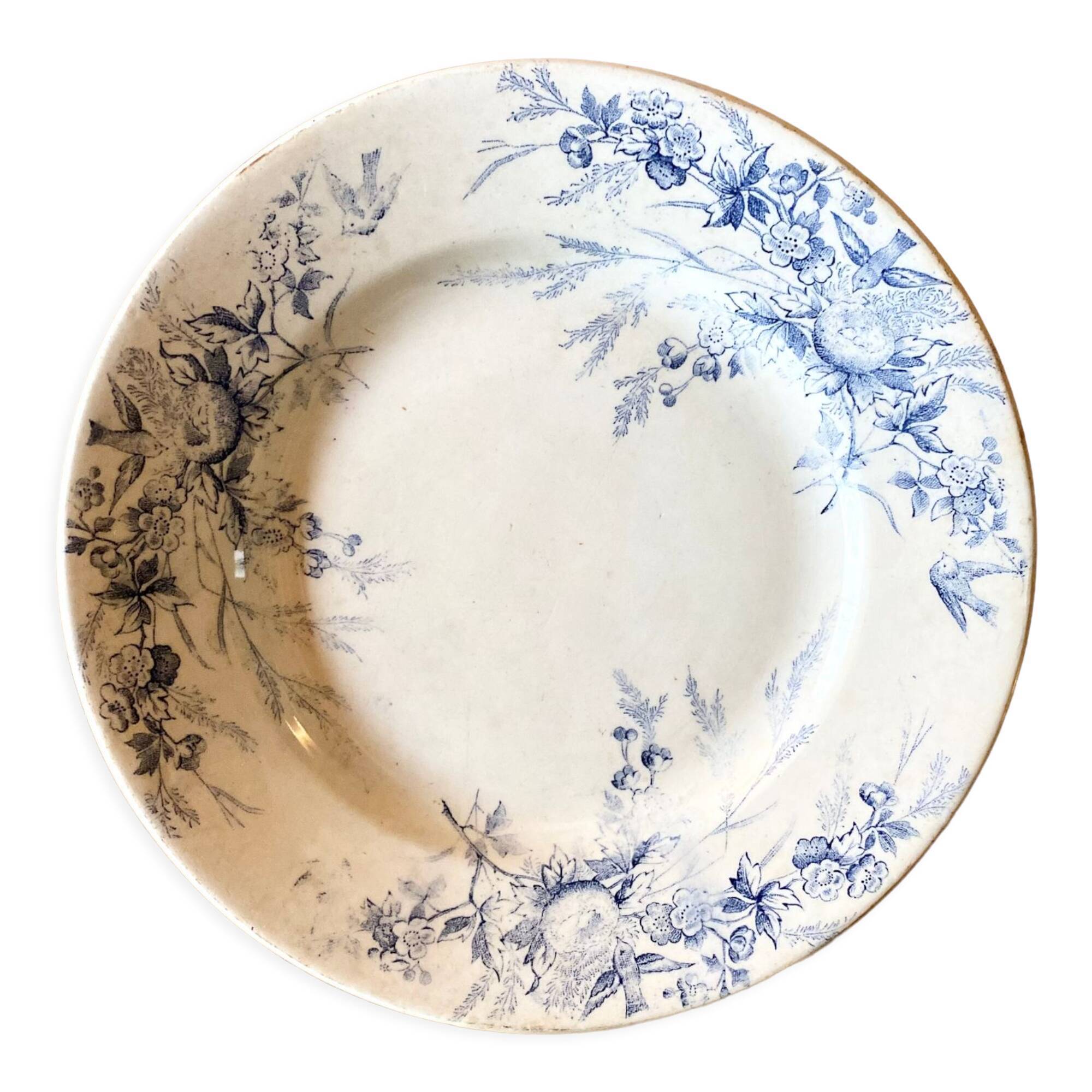 Pair of terre de fer dessert plates