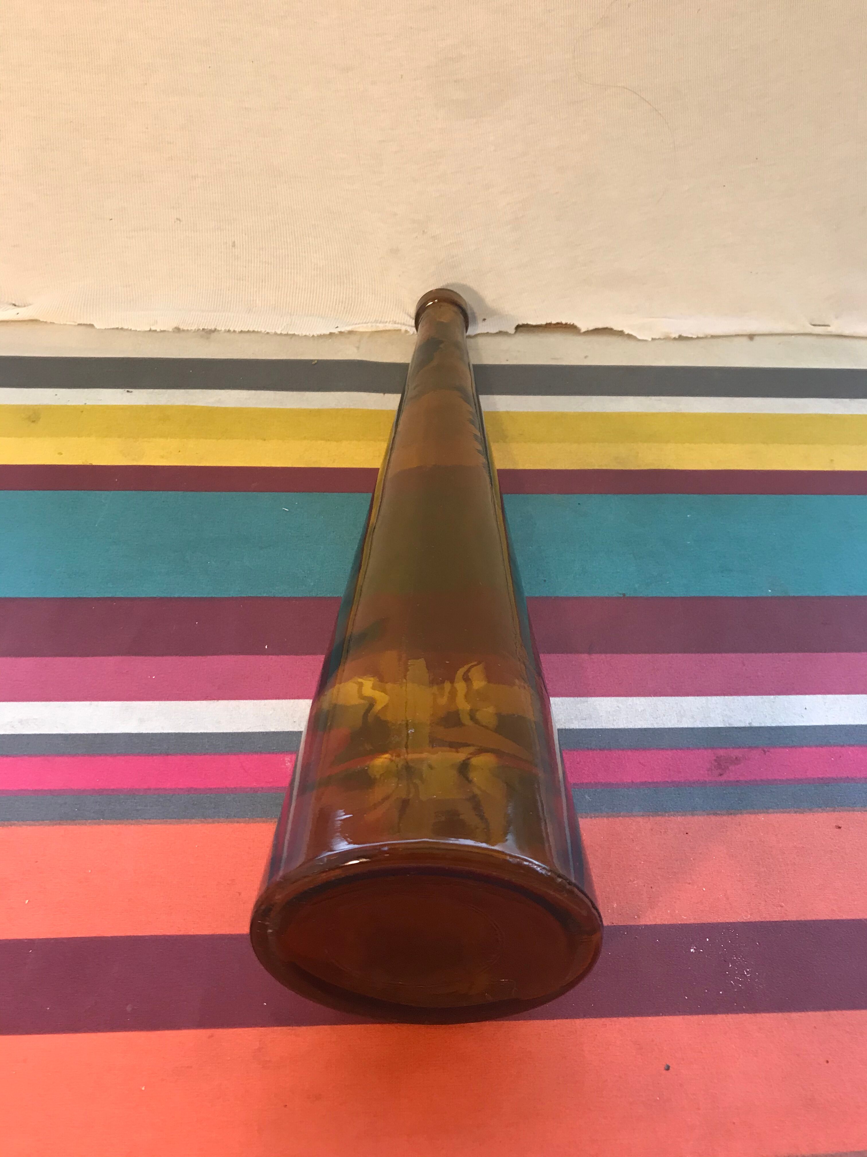 Old Bottle Glass Bottle Blown Bullé Brown Orange Vintage