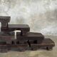 Small stool, black solid teak accent stool wabi-sabi L30 W8.5 H6.