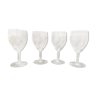 4 glasses with chiseled glass water