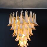 Vintage chandelier 70s italian, 75 petals in murano glass caramel