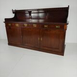 Early 20th-century English mahogany dresser / sideboard – brass campaign hardware