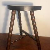 Solid wood tripod stool with turned legs