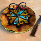 Ceramic cheese platter signed Yvon Roy