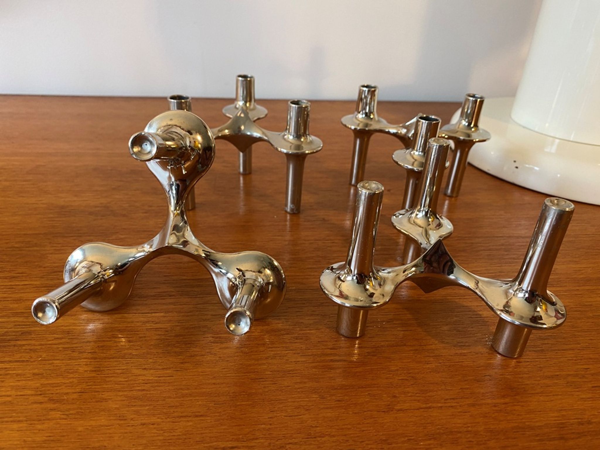 Set of 4 modular candle holders variant Nagel BMF vintage 1970