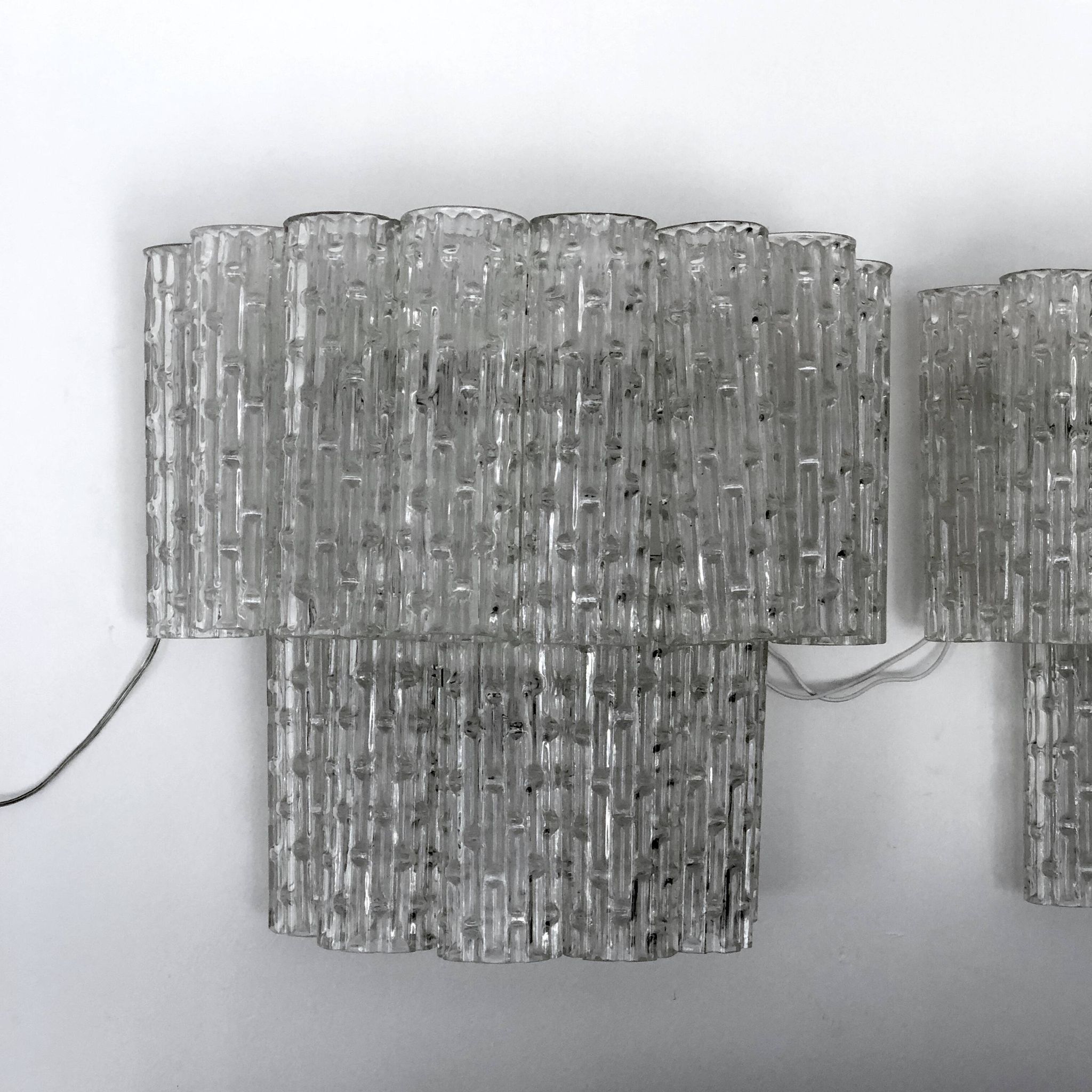 Mid-century Italian Clear Murano glass sconces. Set of two