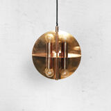 Suspension in copper gilded 8 lamps 1970 s