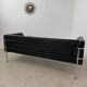 Old 3-seater sofa in tubular and black leather by Kébé, Denmark 1970s