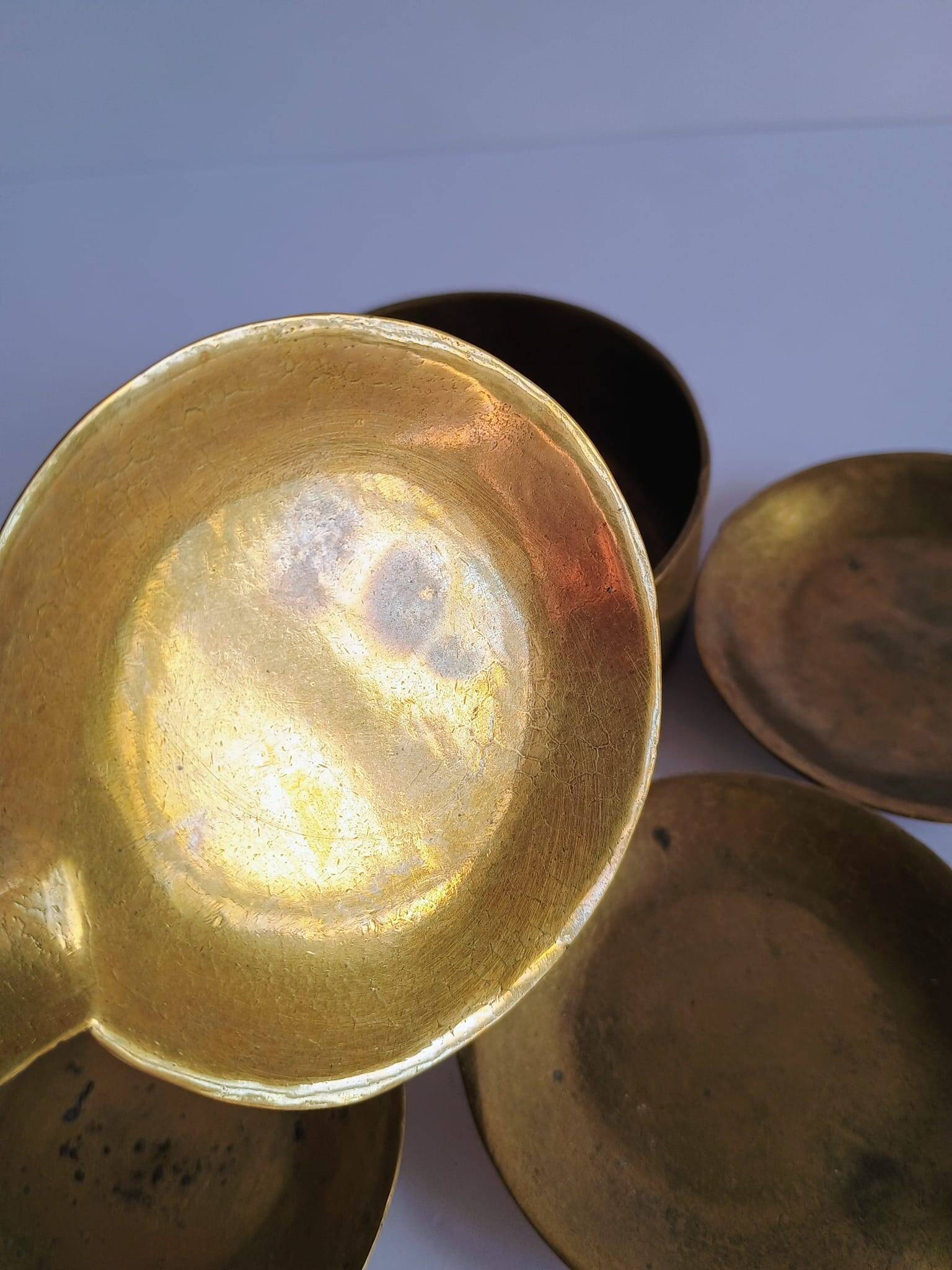Set of 4 vintage brass nesting ashtrays