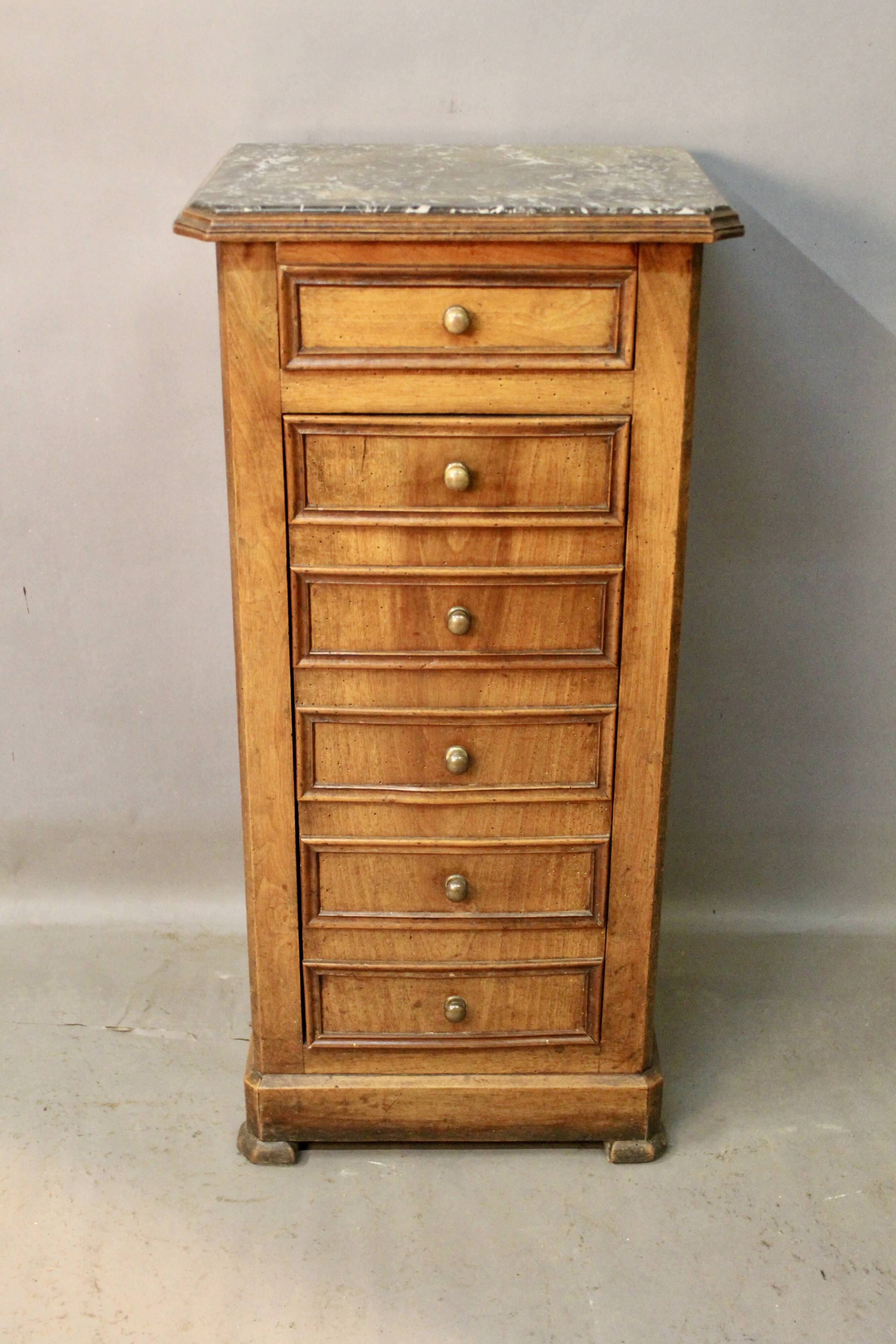 Louis Philippe bedside table in walnut with false drawers