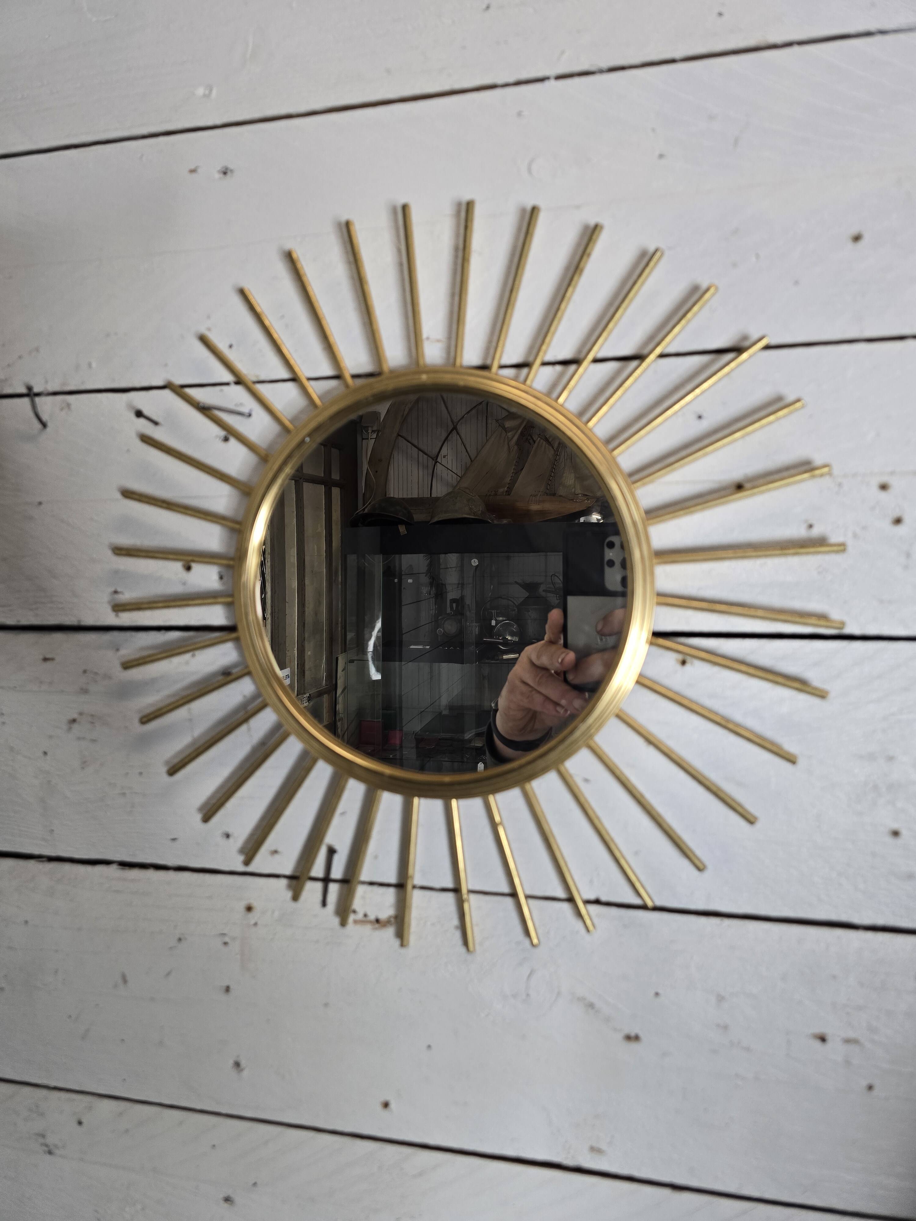 Gold metal sun mirror from the 60s