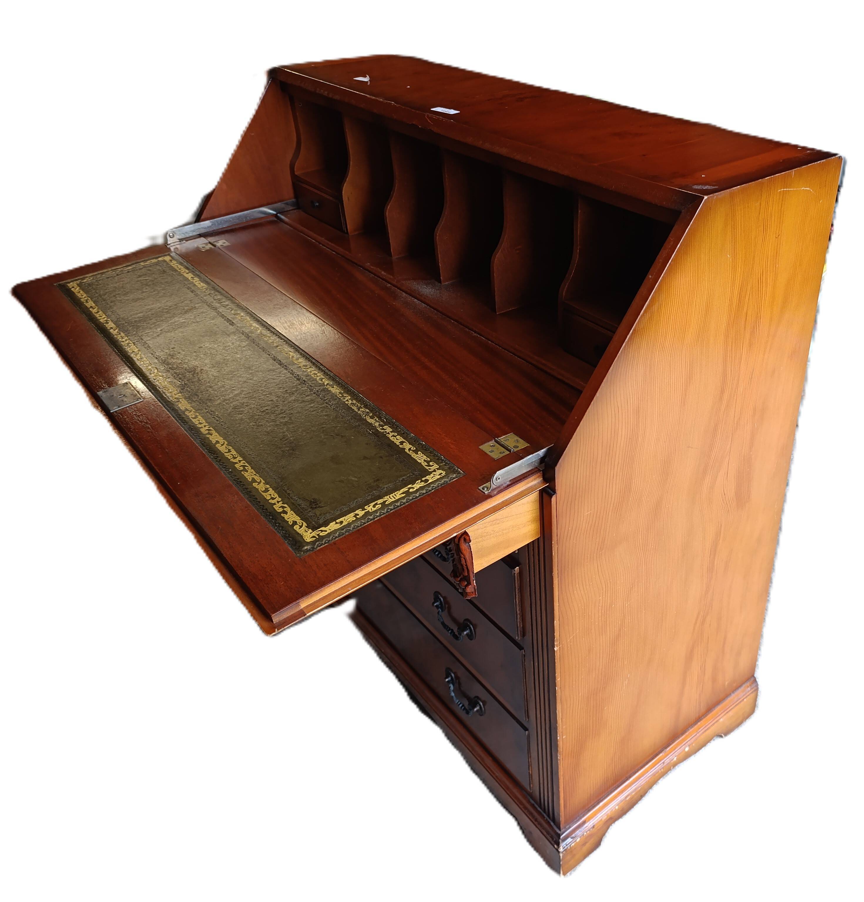 Elegant Drop-Leaf Secretary Desk | Classic Mahogany & Burl Style