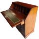 Bureau à abattant, secrétaire de style classique en acajou et ronce