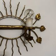 Applique soleil feuillage dorée années 60