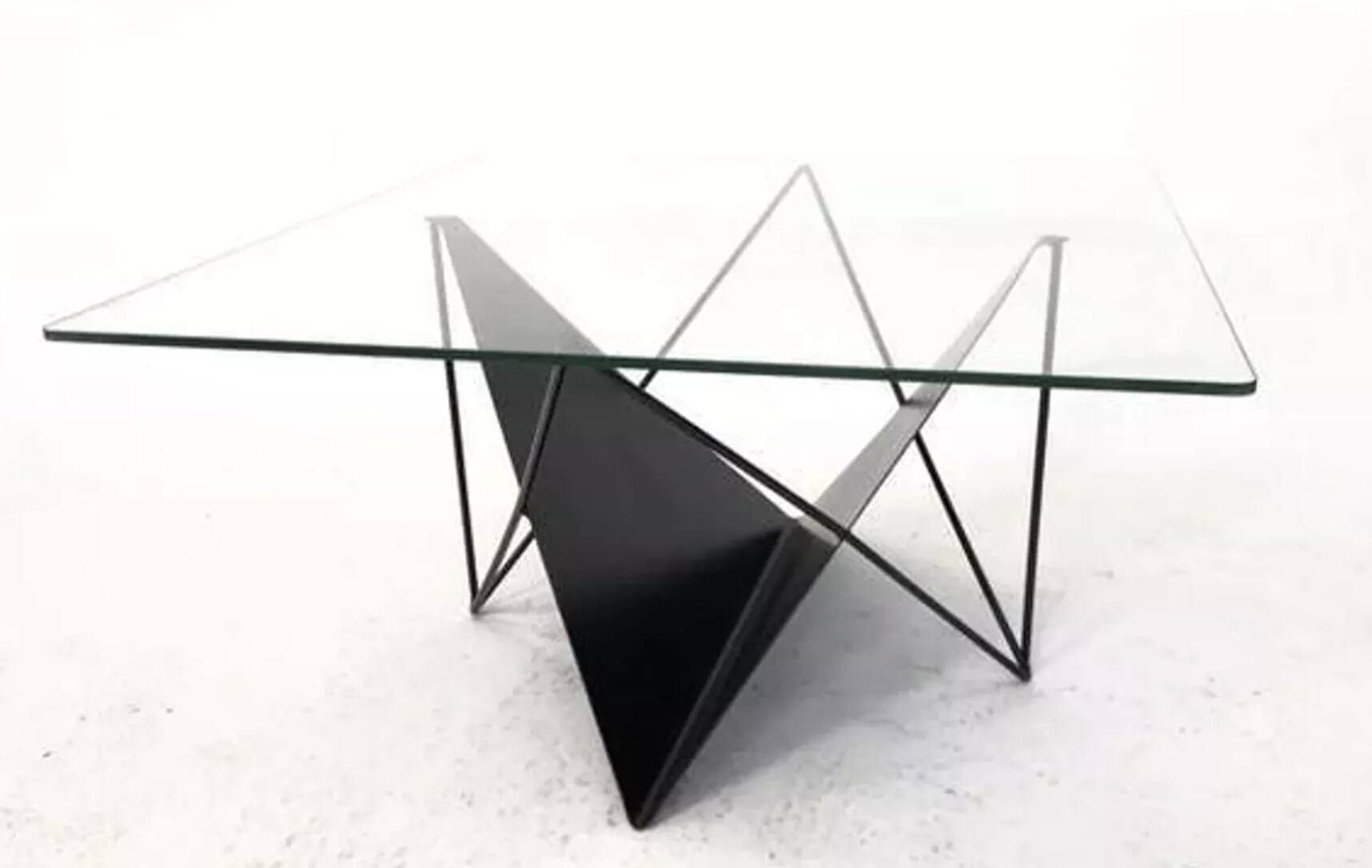 Vintage 80s steel wire coffee table eclectic design