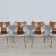 Model 3130 Dining Chairs by Arne Jacobsen for Fritz Hansen, 1970s, Set of 4