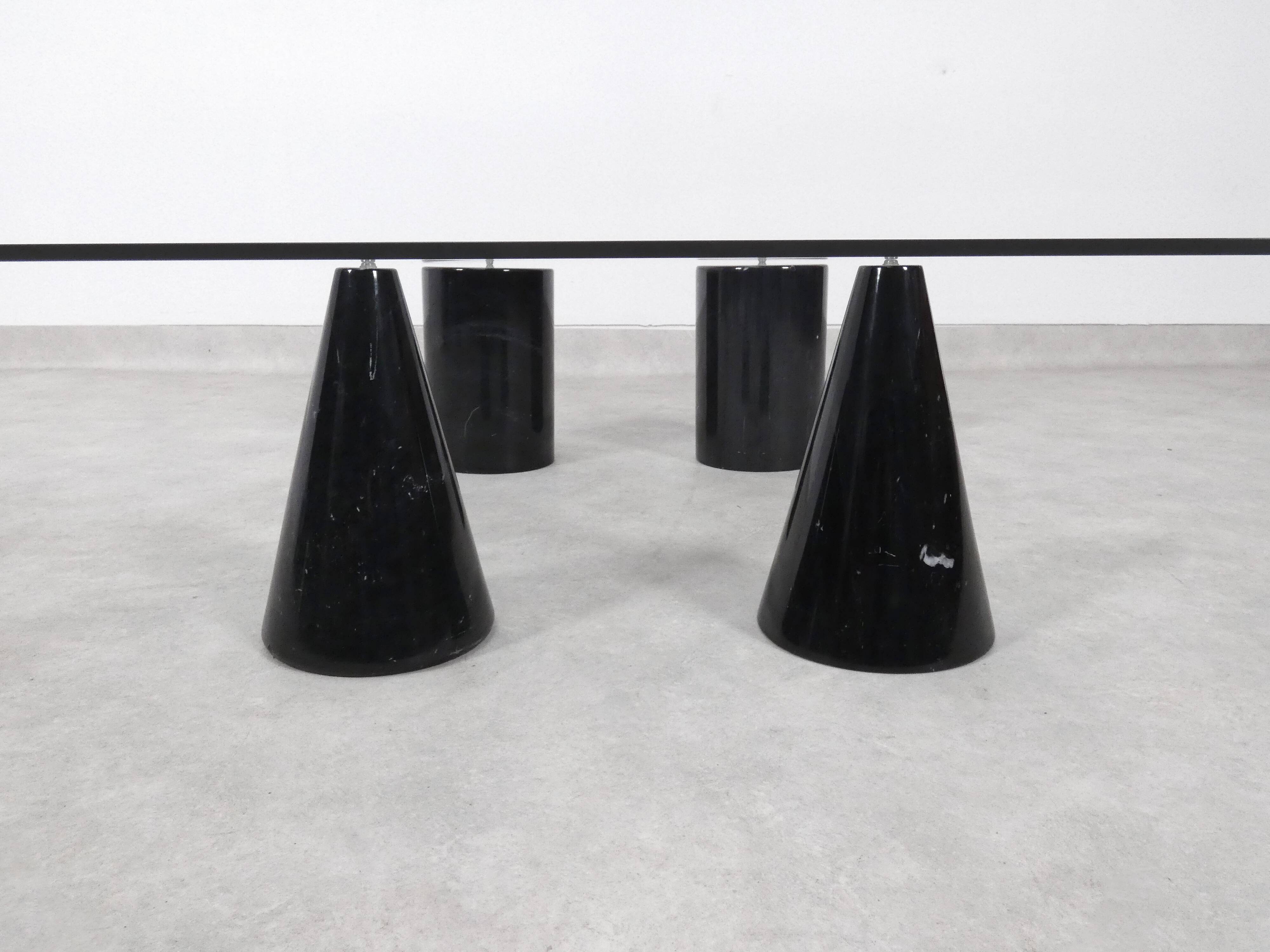 Vintage Italian Rectangular Marble Coffee Table with Glass Top