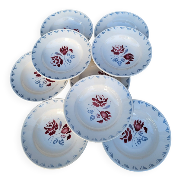 Lot 9 assiettes creuses ▪︎ Art Deco ▪︎ Jane ▪︎ Niderviller