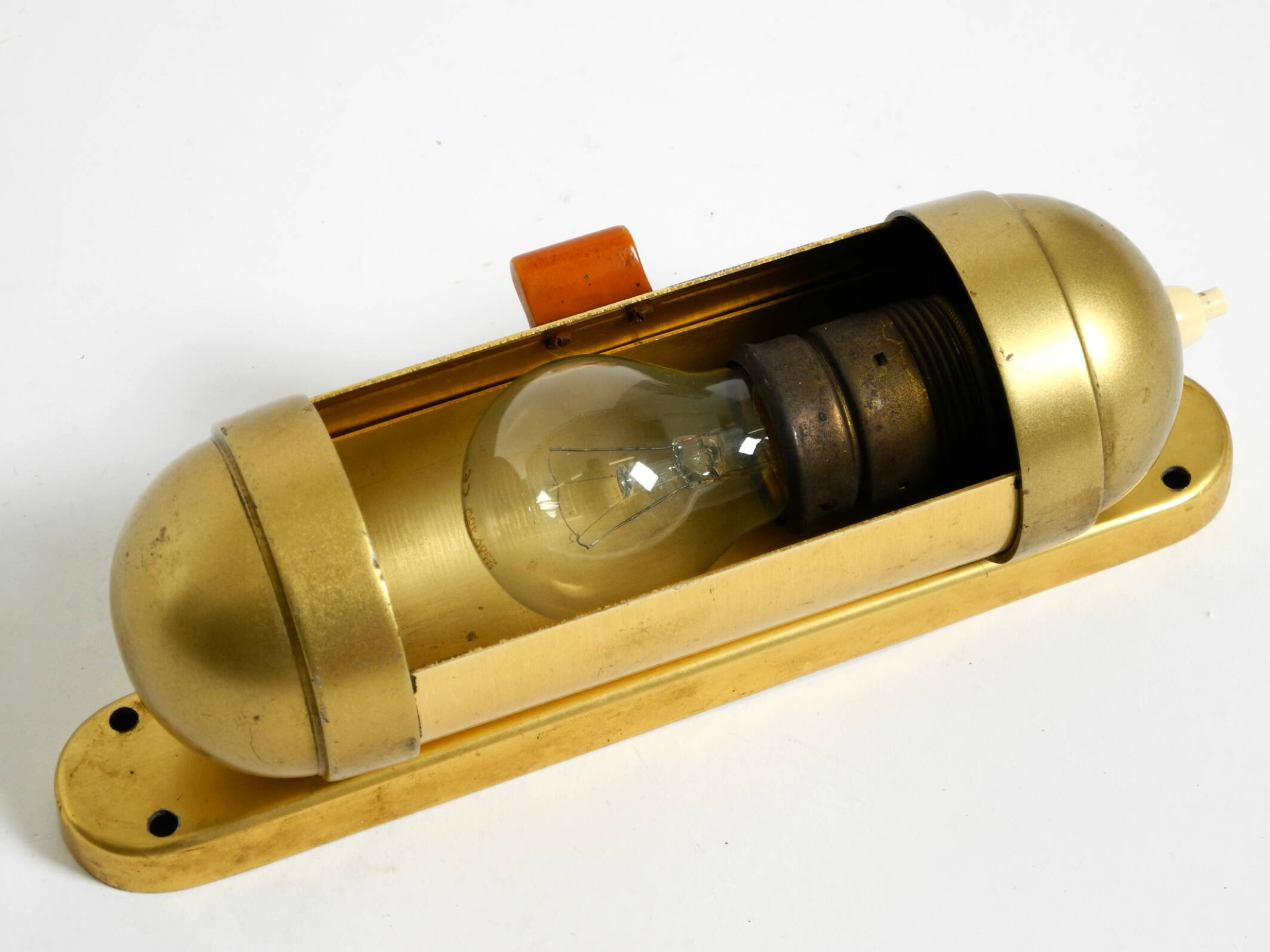 Original 1930s cabin submarine wall lamp in streamlined design