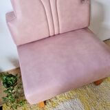 Vintage fan-back armchair – Art Deco style – Powder pink