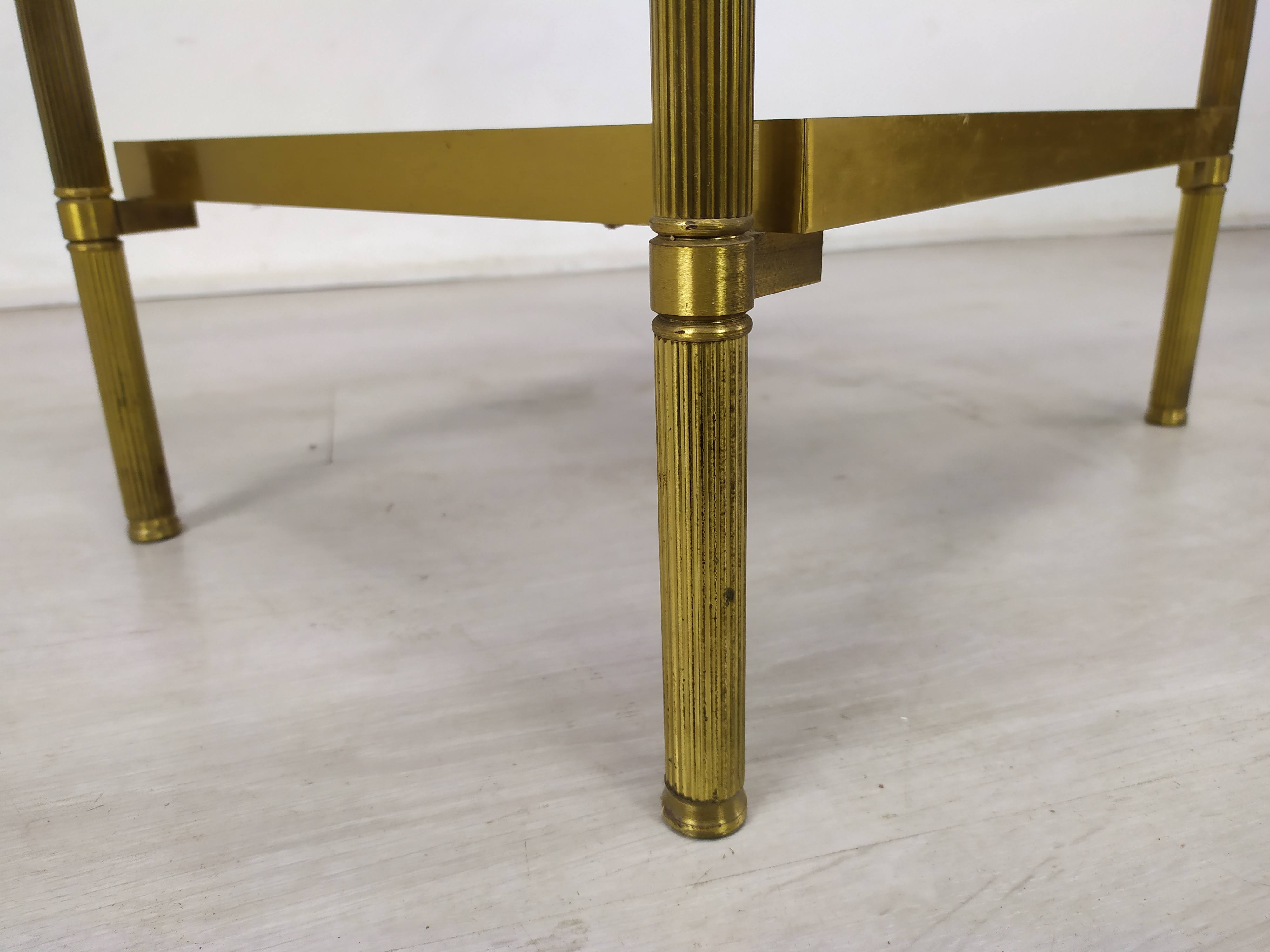 Golden brass sofa end