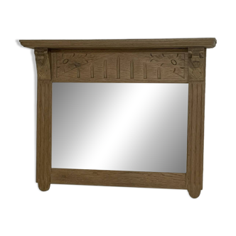 Vintage solid oak mirror