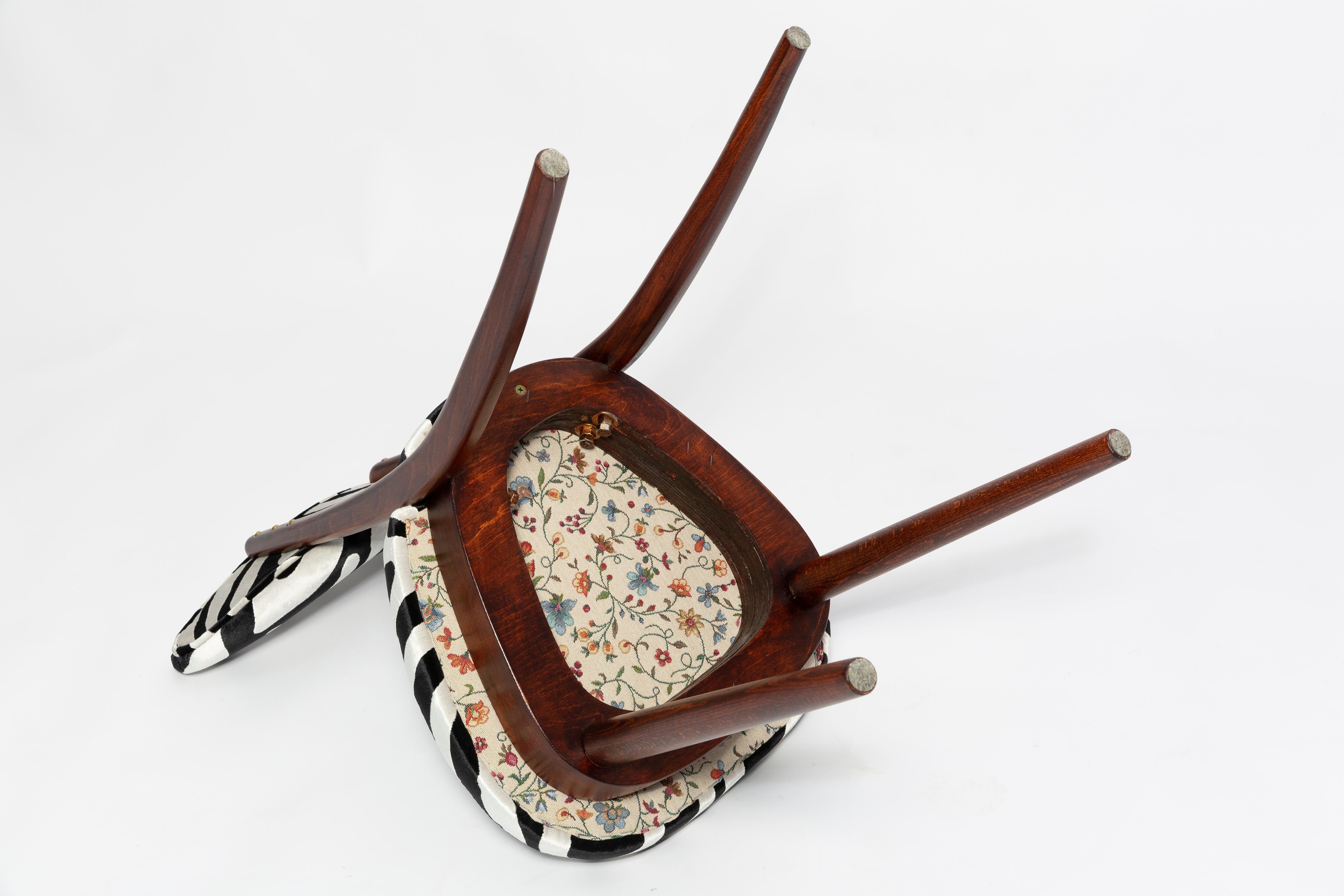 Heart-shaped chair with black and white zebra pattern, Poland, 1960s