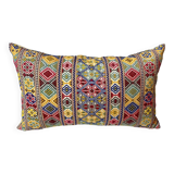 Housse de coussin en broderie grecque crétoise faite à la main, textiles d'art populaire des années 1970