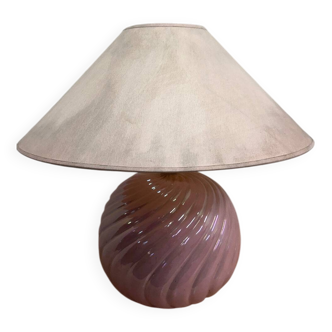 Lampe de table vintage italienne en céramique rose irisée, années 1970