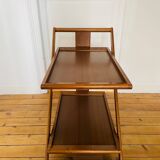 Vintage wooden trolley serving cart, 1960