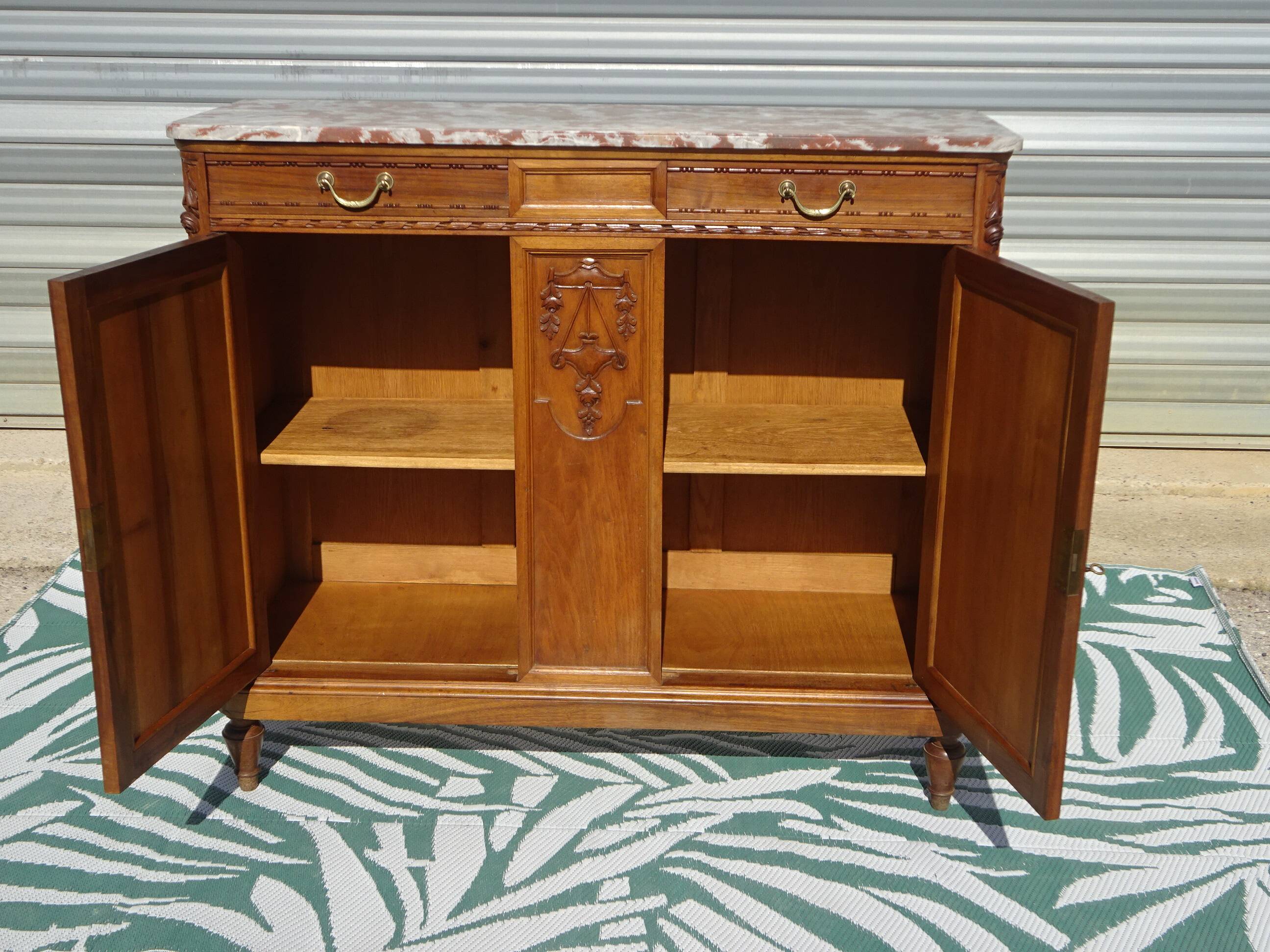 Art Deco walnut sideboard with marble top