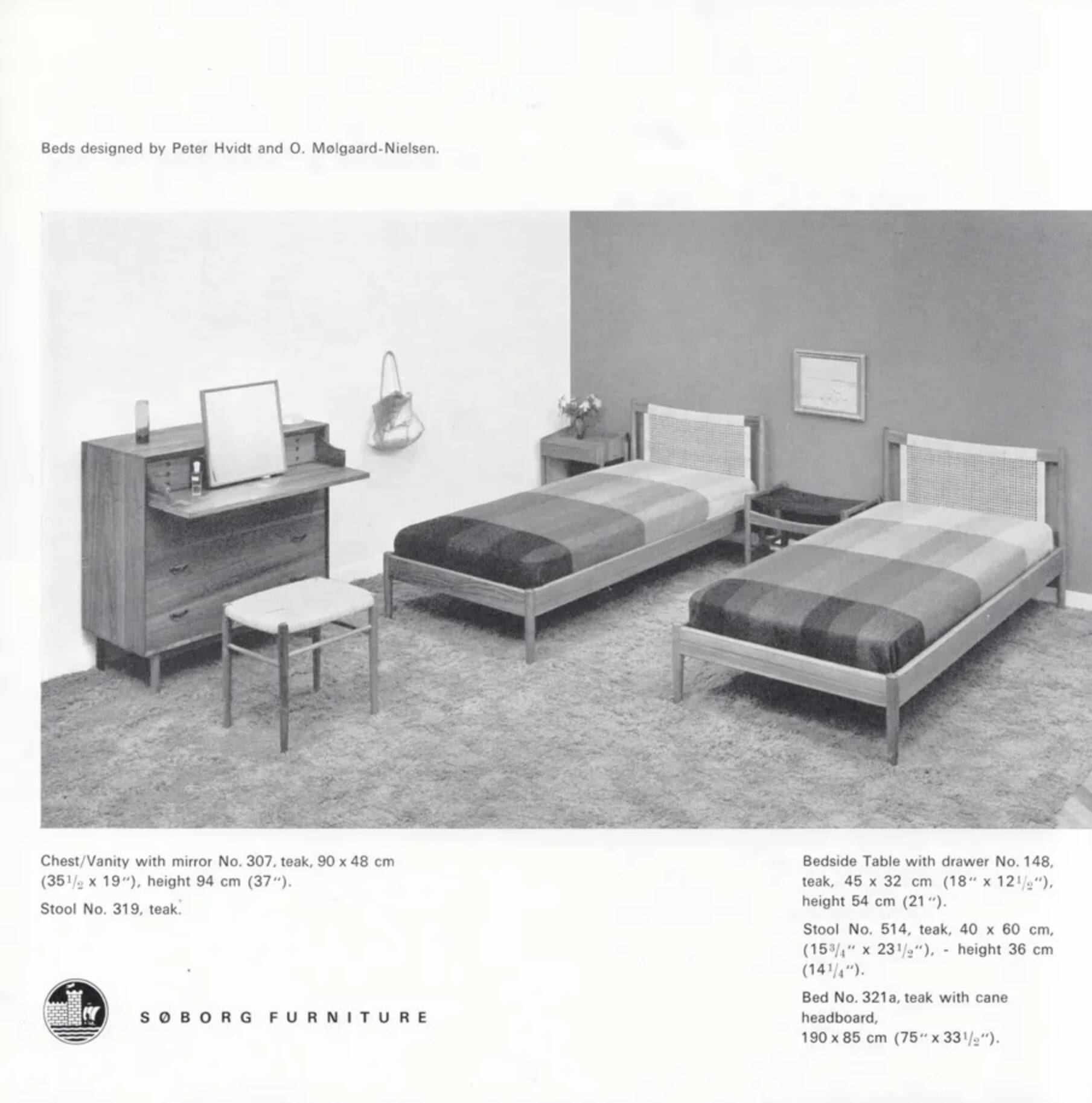 Danish teak bed by Peter Hvidt and Orla Mølgaard for Soborg Møbler.