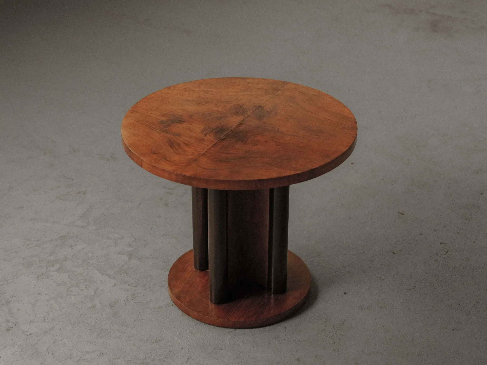 Guéridon rond de style Art déco en bois, vers 1950