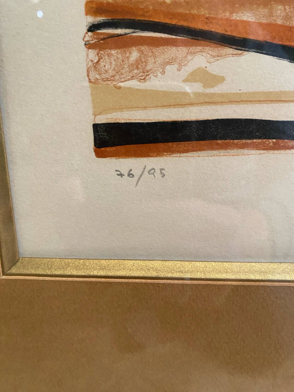 Old lithograph nicole tercinet levin “composition” + golden frame