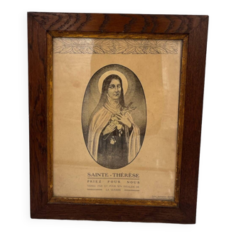 Lithograph of Saint Teresa in frame