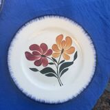 6 flat plates E. Charbonnier, Salins, Terre de Fer, countryside model, made in France, vintage