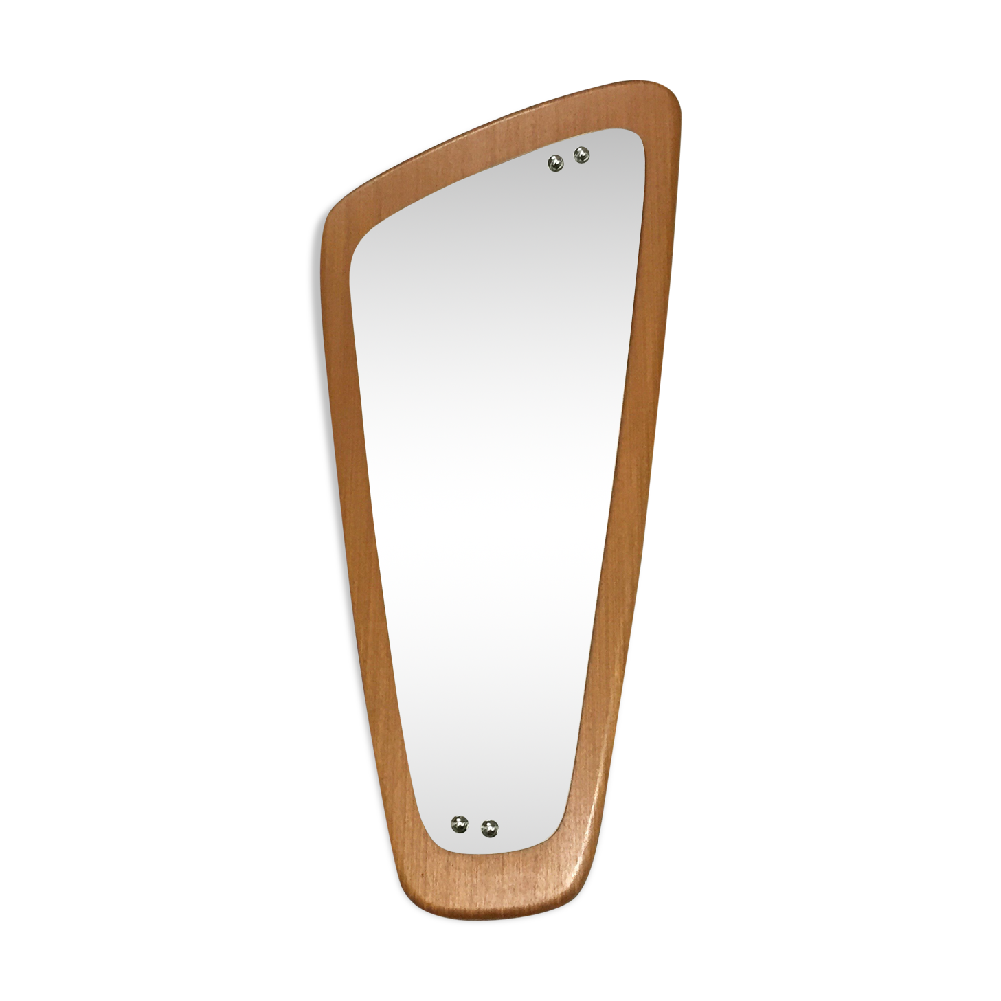 Scandinavian mirror in free-form teak