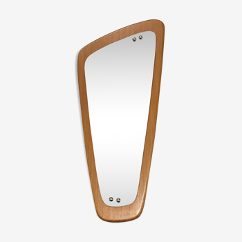 Miroir scandinave en teck de forme libre