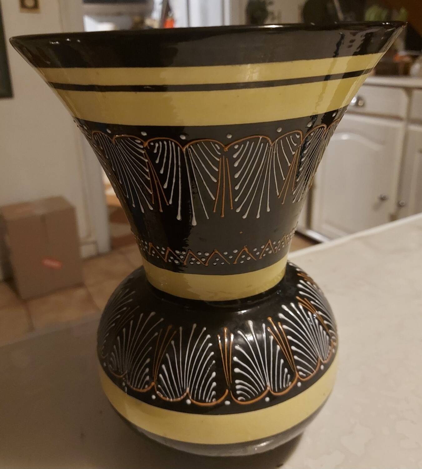 Faience vase from Quimper signed HB Quimper