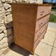Vintage commode with 4 drawers restored – Wood veneer & soft yellow top