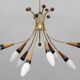 Lustre Rupert Nikoll en laiton et verre opalin teck des années 1960, Autriche
