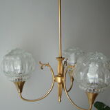 Chandelier 3 branches vintage bubbled globes