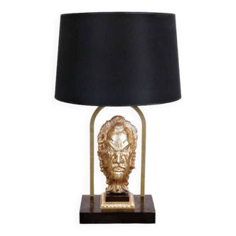 Lampe de table en laiton des années 1970 dans le style Maison Jansen de France